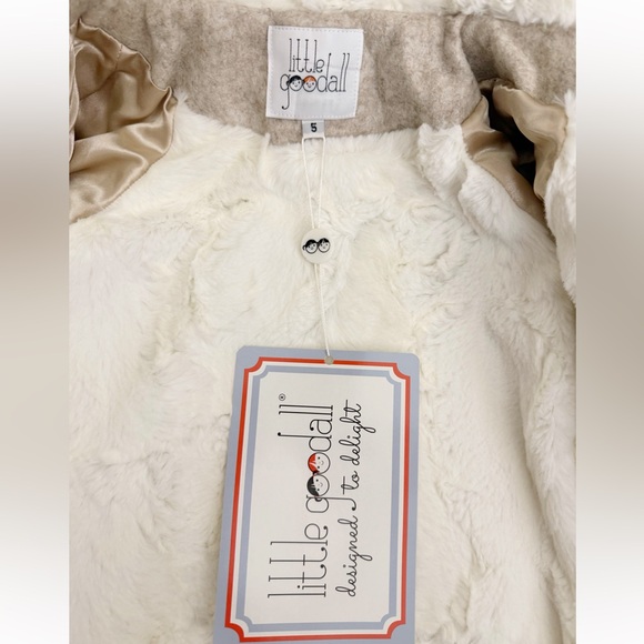 NWT Little goodall Snowshoe Rabbit Toggle Coat In Oatmeal & Pink Sz 5 - Picture 10 of 16
